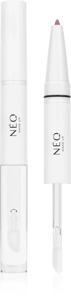 Карандаш и блеск для губ 2 в 1 NEO MAKE UP Intense Serum 2in1 Lipliner Lipgloss с гиалуроновой кислотой, 1 шт, оттенок 03 Rosy Pearl