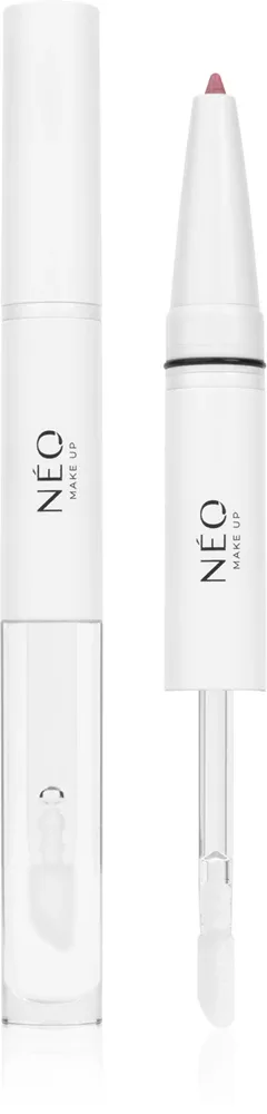 Карандаш и блеск для губ 2 в 1 NEO MAKE UP Intense Serum 2in1 Lipliner Lipgloss с гиалуроновой кислотой, 1 шт, оттенок 02 Blushing Pink
