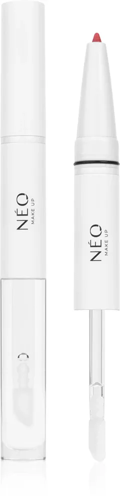 Карандаш и блеск для губ 2 в 1 NEO MAKE UP Intense Serum 2in1 Lipliner Lipgloss с гиалуроновой кислотой, 1 шт, оттенок 01 Bold Red
