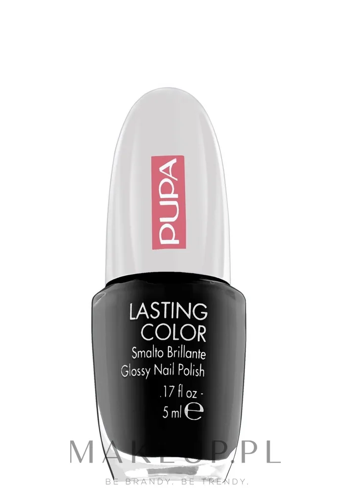 Pupa Lasting Color лак для ногтей глянцевый плотный пигмент тонкая кисть маникюр 5 мл, оттенок 704 - Czarny