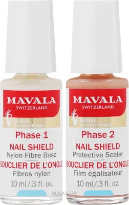 Mavala Nail Shield защитный экран для ногтей двухфазный укрепляющий с нейлоновыми волокнами 2 x 10 мл