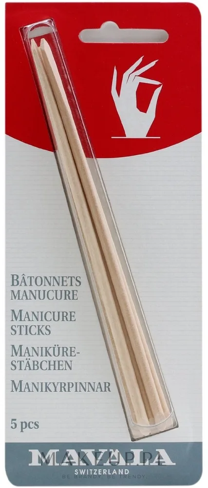 Mavala Manicure Sticks палочки для маникюра деревянные берёзовые для отодвигания кутикулы набор 5 шт