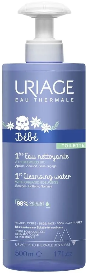 Uriage Babies 1ere Eau вода очищающая детская без смывания 500 мл, для лица, тела и зоны подгузника, для новорождённых