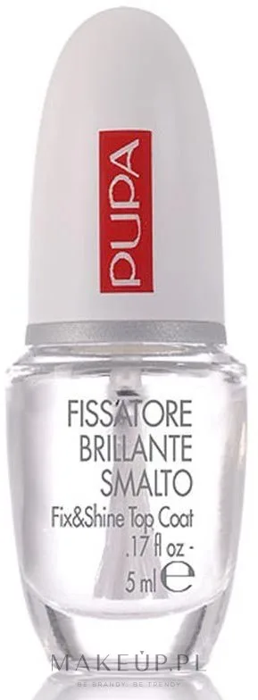 Pupa Fix and Shine Top Coat верхнее покрытие для ногтей глянцевое 5 мл, топ-закрепитель лака с эффектом блеска для маникюра