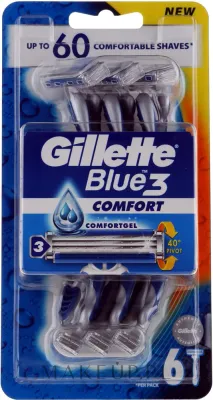 Gillette Blue 3 станки для бритья одноразовые мужские с тремя лезвиями и увлажняющей полоской 6 шт