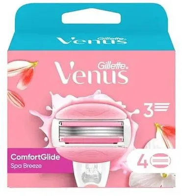 Gillette Venus SPA Breeze кассеты сменные для бритвы 4 шт., сменные лезвия с увлажняющими полосками для женского станка