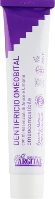Argital Omeobital Toothpaste зубная паста с анисом и лимоном без мяты натуральная с зелёной глиной для всей семьи 75 мл