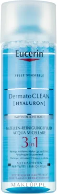 Eucerin DermatoClean мицеллярная вода для очищения 3 в 1 400 мл, мицеллярный флюид для снятия водостойкого макияжа с гиалуроновой кислотой