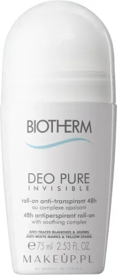 Biotherm Deo Pure Invisible Roll-on Antiperspirant 48H антиперспирант шариковый 75 мл, невидимый роликовый дезодорант без белых следов