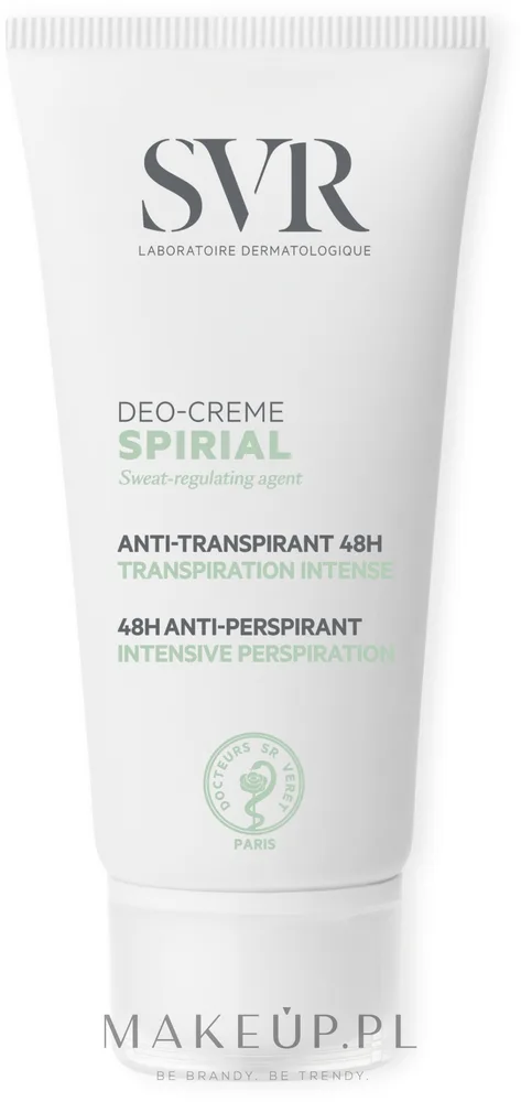 SVR Spirial Creme дезодорант-антиперспирант крем 48 часов 50 мл, средство при повышенном потоотделении для подмышек, ладоней, стоп и лица