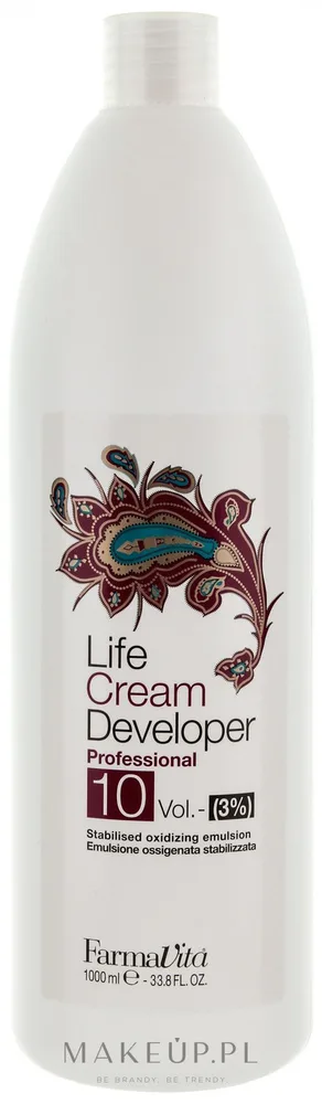 Farmavita Life Cream Developer 10 Vol окислитель 3% для волос оксидант проявитель крем тонирование окрашивание 1000 мл
