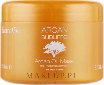 Маска для волос Farmavita Argan Sublime с аргановым маслом, для сухих и окрашенных, блеск и защита цвета, с сияющими кристаллами