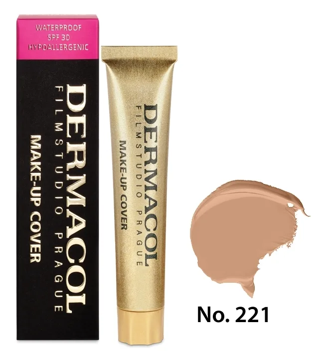 Dermacol Make-Up Cover тональный крем плотного покрытия маскирующая тональная основа для лица консилер контуринг 30 г, оттенок 221