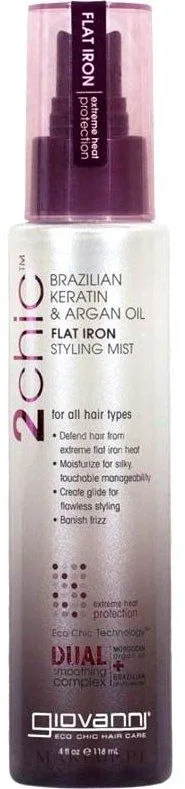 Спрей для выпрямления волос Giovanni 2chic Ultra-Sleek Flat Iron, с маслом арганы и пантенолом, 118 мл