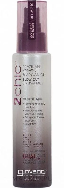 Спрей для укладки феном Giovanni 2chic Ultra-Sleek Blow Out, с маслом арганы и гуараной, 118 мл