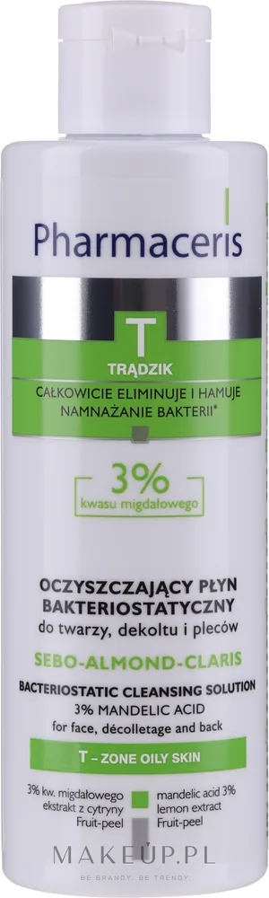 Очищающий бактериостатический тоник Pharmaceris T Sebo-Almond-Claris с миндальной кислотой, 190 мл