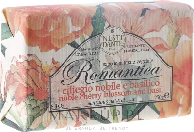 Натуральное туалетное мыло Nesti Dante Romantica с цветком вишни и базиликом, 250 г