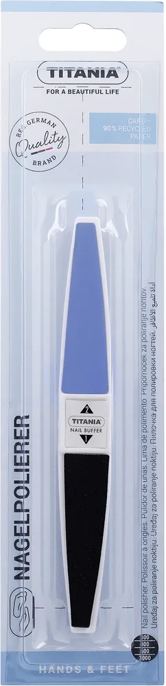 Titania Nail Buffer баф полировочный для ногтей четырёхсторонний синий, полировка ногтевой пластины до блеска, 1 шт