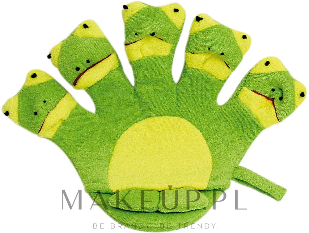Titania Frog мочалка-варежка детская 1 шт, махровая рукавичка для купания малыша в виде лягушонка, детская мочалка из хлопка