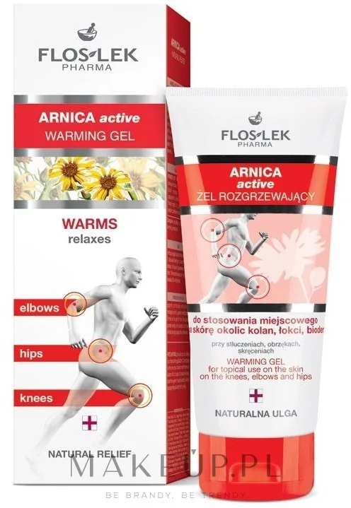 Floslek Arnica Active Warming Gel гель для тела разогревающий с арникой 100 мл, согревающий гель для массажа зоны коленей, локтей и бедер, с камфорой и ментолом