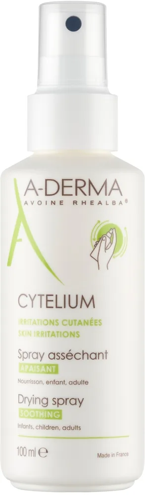 A-Derma Cytelium спрей для лица и тела успокаивающий подсушивающий 100 мл, с оксидом цинка и экстрактом овса Rhealba, для чувствительной кожи