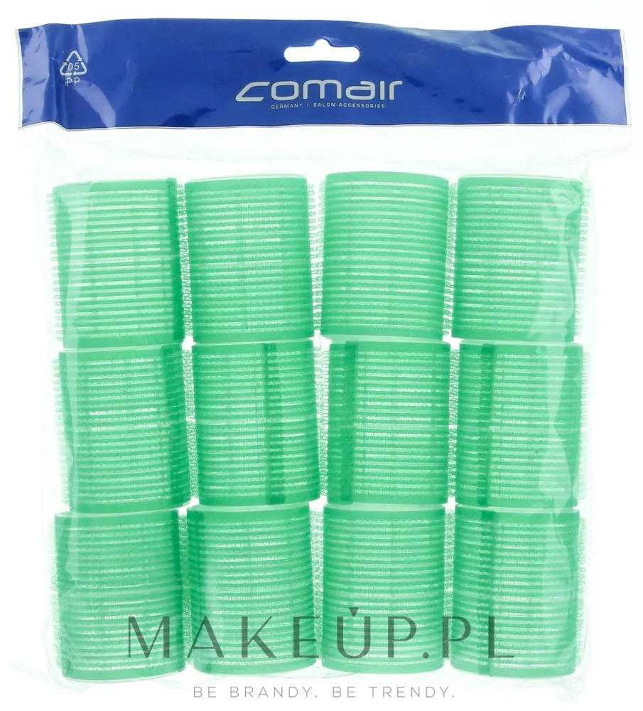 Comair Velcro Plus бигуди-липучки для волос 48 мм зеленые 12 шт, набор бигуди на липучке для прикорневого объема и укладки, пластиковые бигуди
