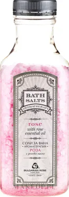 Bulgarian Rose Bath Salts соль для ванн розовая, кристаллы с розовым маслом для расслабляющей ванны и ароматерапии, 470 г