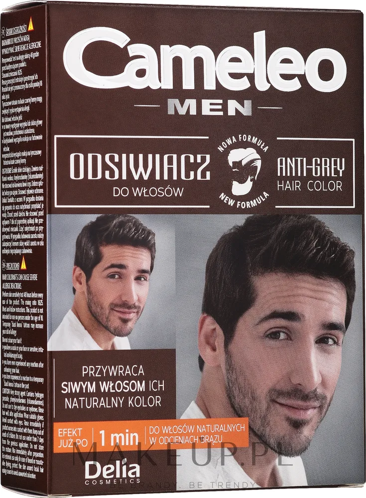Delia Cameleo Men краситель для волос от седины коричневый мужская краска порошок в саше с восстанавливающим бальзамом закрашивание седины