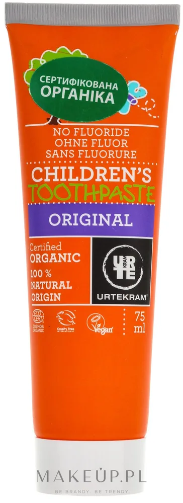 Urtekram Childrens Toothpaste Original зубная паста детская без фтора 75 мл, органическая паста с алоэ и ксилитом для молочных зубов