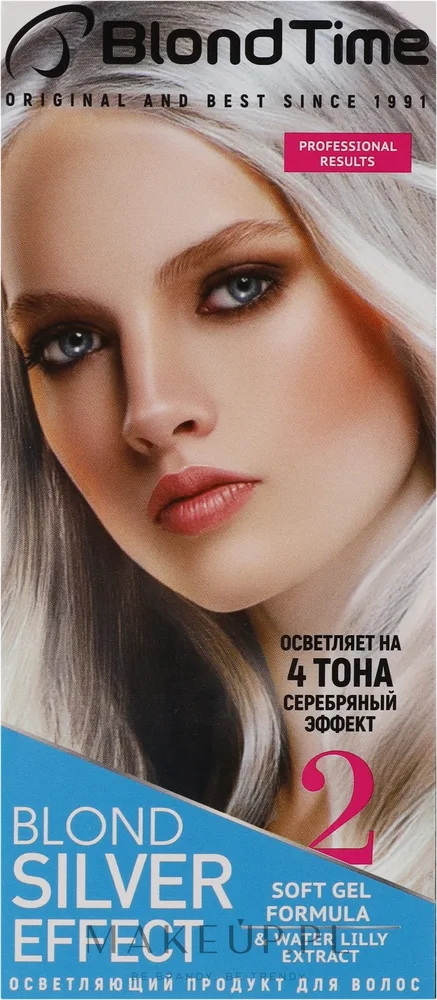 Blond Time Silver Effekt N2 краска осветлитель для волос обесцвечивающий до 4 тонов серебристый блонд набор 135 мл
