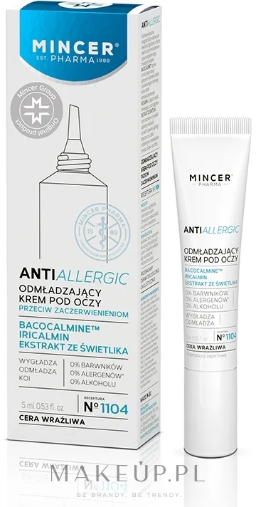 Крем для кожи вокруг глаз Mincer Pharma Anti Allergic 1104 успокаивающий, для чувствительной кожи, с маслом чиа, 15 мл
