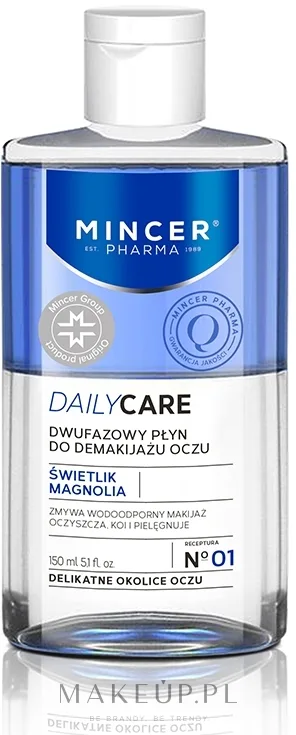 Mincer Pharma Daily Care 01 жидкость для снятия макияжа глаз и губ двухфазная, очанка и магнолия, для чувствительной кожи, 150 мл