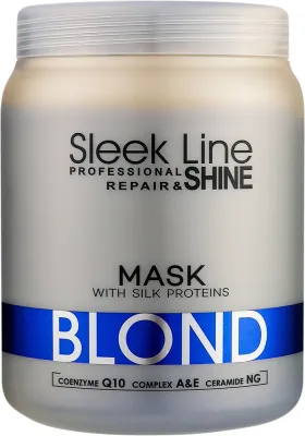 Маска для волос Stapiz Sleek Line Blond для светлых и осветлённых, нейтрализация желтизны, с протеинами шёлка и керамидами, 1000 мл