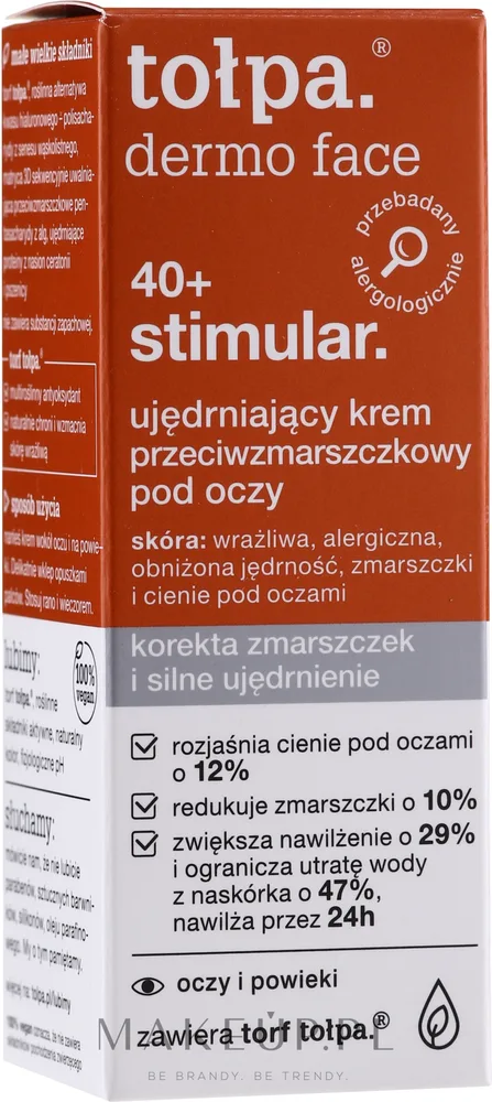 Крем для области вокруг глаз Tolpa Dermo Stimular 40+ с маслом макадамии и скваленом для зрелой кожи 10 мл