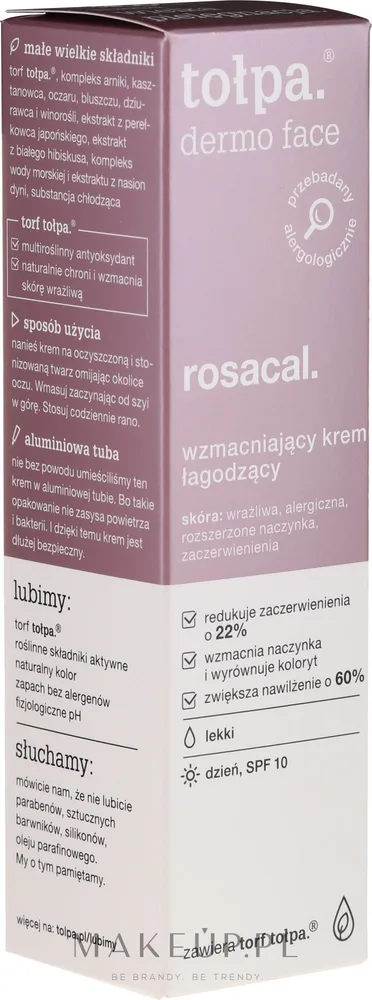 Крем для лица Tolpa Dermo Face Rosacal дневной успокаивающий укрепляющий SPF 10 40 мл