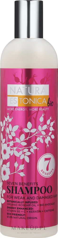 Шампунь для волос 7 Benefits с маслом авокадо, кератином и кофеином Natura Estonica, 400 мл