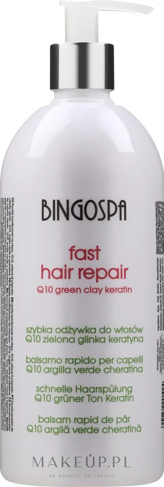 Кондиционер для волос BingoSpa Fast Hair Repair With Coenzyme Q10, Green Clay And Keratin, 480 г