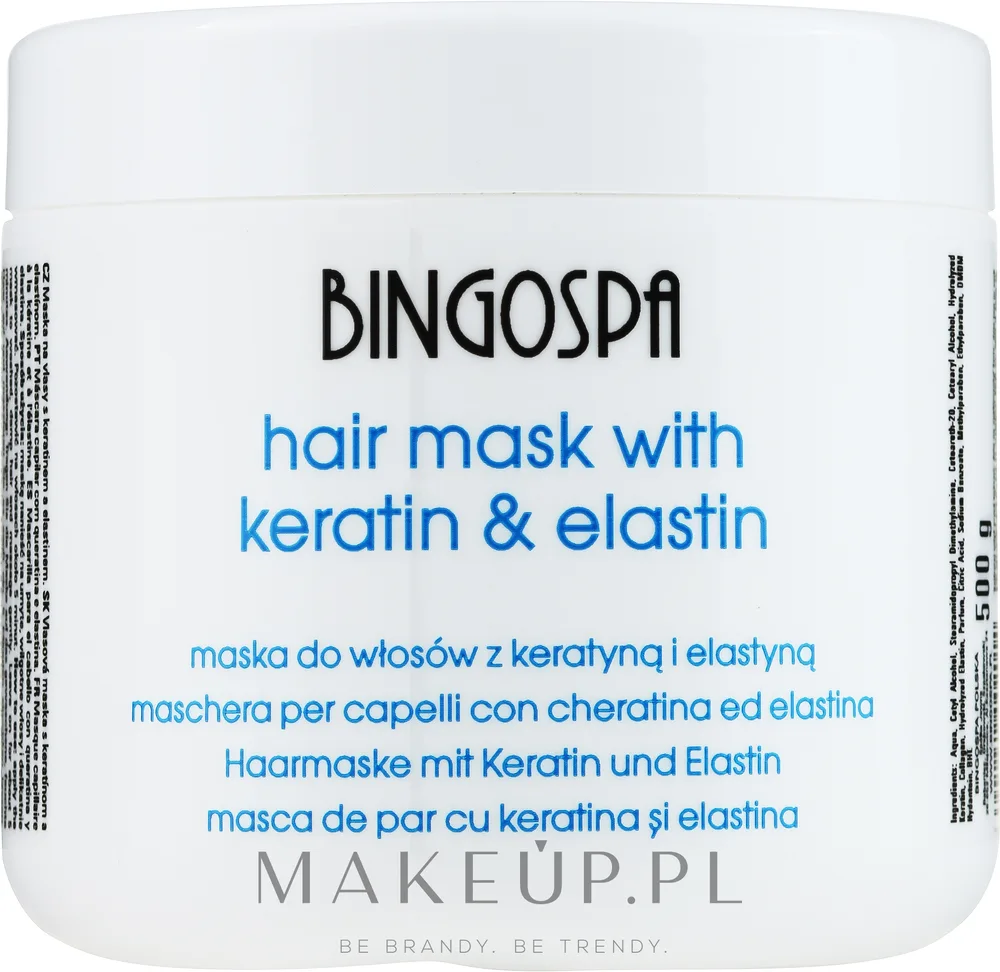 Маска для волос BingoSpa с кератином и эластином, для сухих и повреждённых, укрепление и блеск, 500 г