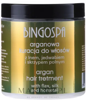 Уход для волос BingoSpa аргановый со льном и шёлком, для ослабленных, укрепление и защита, с хвощом полевым, 250 г