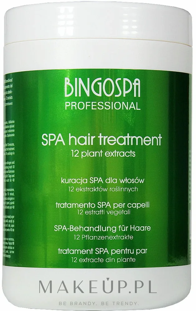 SPA-уход для волос BingoSpa с 12 растительными экстрактами, для сухих и окрашенных, блеск и увлажнение, 1000 г