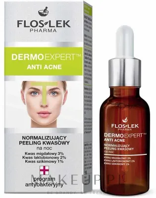 Ночной нормализующий кислотный пилинг Floslek Dermo Expert Anti Acne Peeling, 30 мл