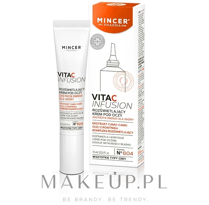 Крем для кожи вокруг глаз Mincer Pharma Vita C Infusion N°604 осветляющий, с витамином C и маслом облепихи, 15 мл