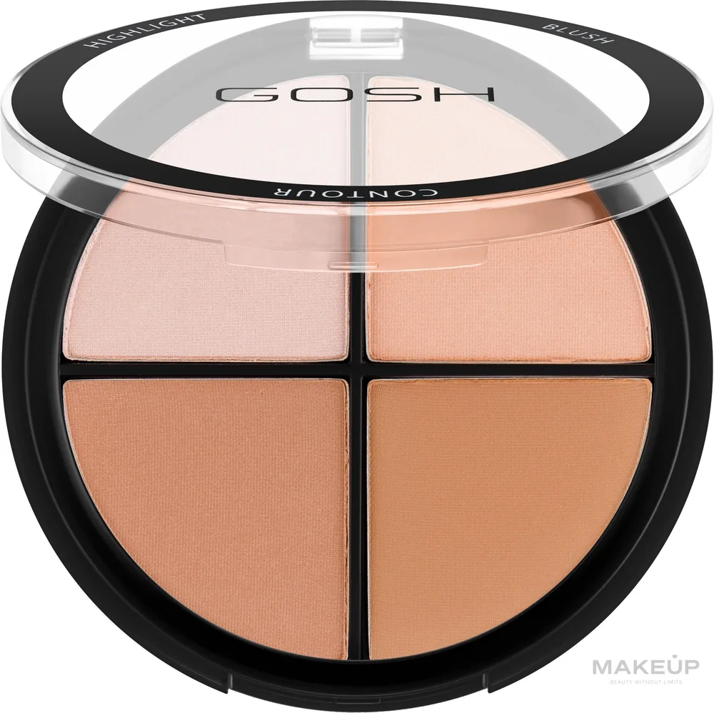 Палетка для контуринга Gosh Copenhagen Contour'n Strobe Kit 4 в 1, оттенок 001 - Light