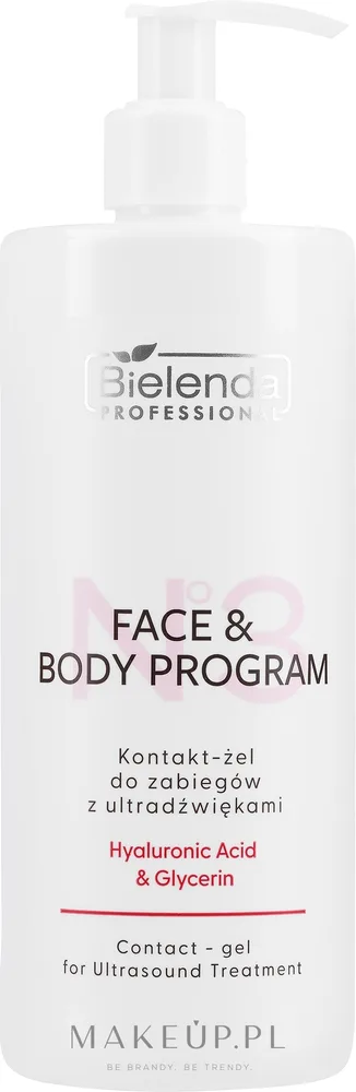 Контактный гель для лица и тела Bielenda Professional для процедур с ультразвуком с гиалуронатом 500 г