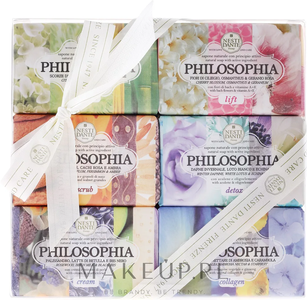 Набор мыла Nesti Dante Philosophia Collection шесть видов с бамбуком и шиповником 6x150 г