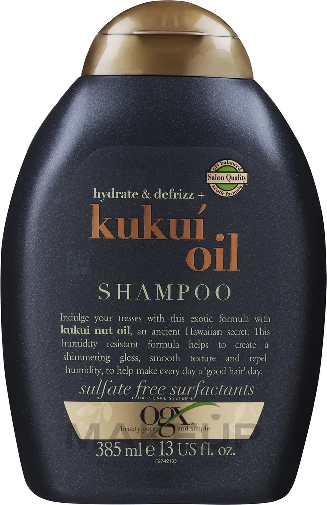Шампунь с экзотическим маслом кукуи для непослушных сухих волос OGX Kukui Oil, 385 мл