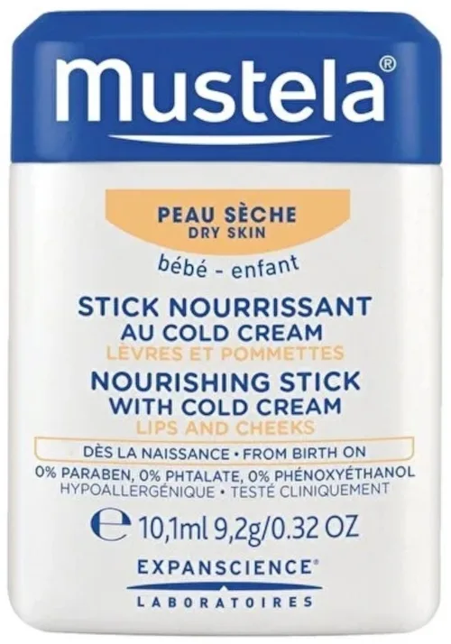 Стик для губ и щёк Mustela Hydra-Stick with Cold Cream детский увлажняющий 9.2 г