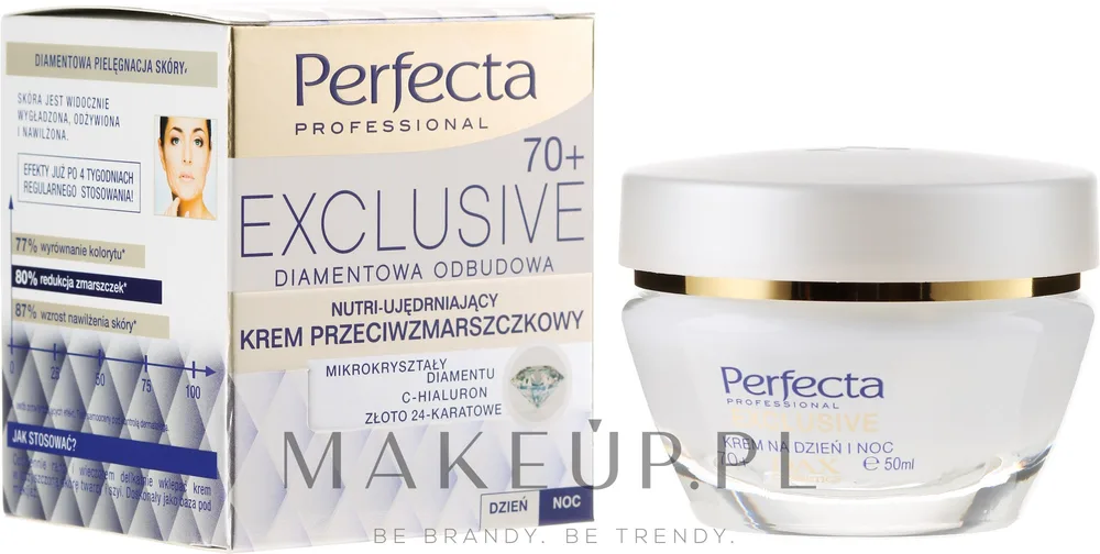 Крем для лица Perfecta Exclusive против морщин с золотом и бриллиантами 70+ 50 мл