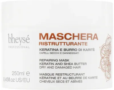 Маска для волос Bheyse Professional Repairing восстанавливающая, для сухих повреждённых волос, кератин, масло ши, 500 мл