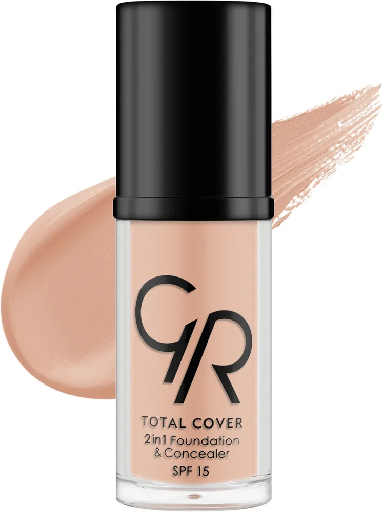 Тональная основа Golden Rose Total Cover 2 в 1 с корректором, 30 мл, оттенок 02